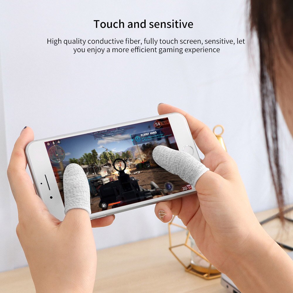 2 pièces respirant jeu contrôleur doigt couverture anti-transpiration jeu doigt gants anti-rayures manchon sensible Mobile écran tactile