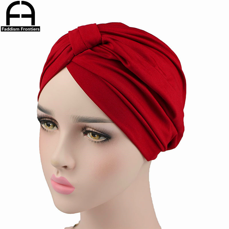 Turbante elástico de LICRA para mujer, diadema, turbante musulmán, Bandanas para quimio, accesorios para el cabello