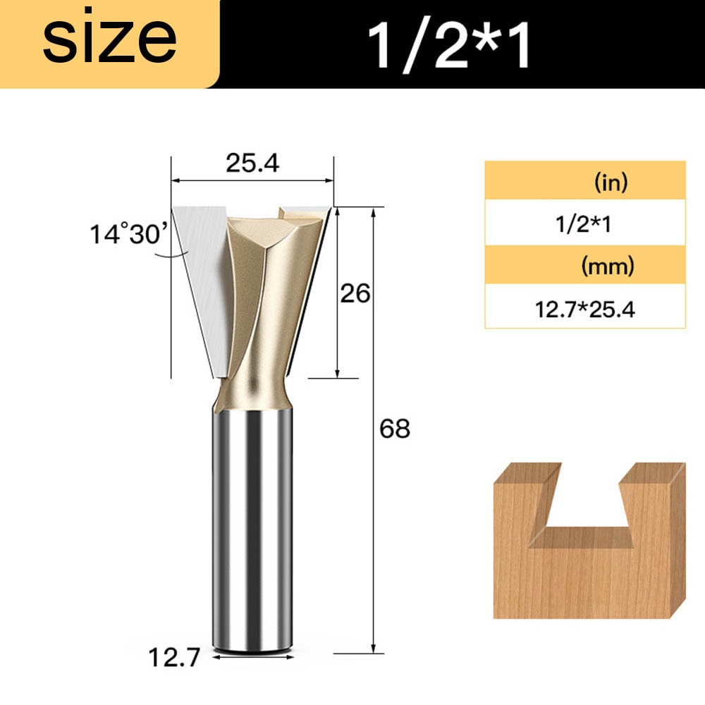 Tideway Dovetail Router Bits Joint Milling Cutter Tools for Furniture Building Cabinet Making Engraving Cutting Tool for Wood: W00115