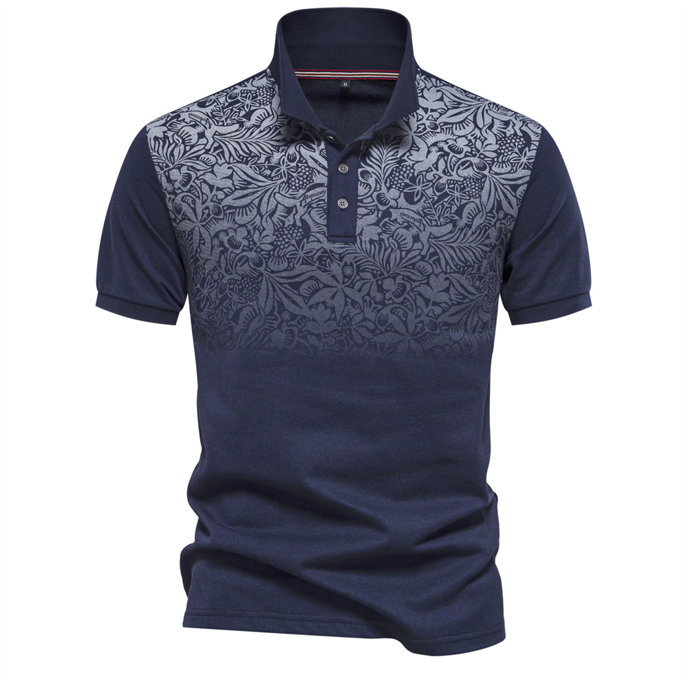 dégradé imprimé coton mélange polos pour hommes à manches courtes d'été hommes Polos: XL / Marine Bleu