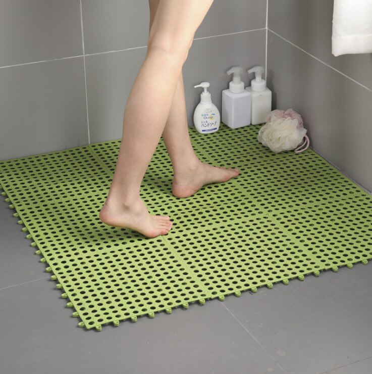 Alfombra antideslizante para baño, tapete de pies de empalme anticaída para cuarto de baño, alfombra impermeable para suelo: Verde