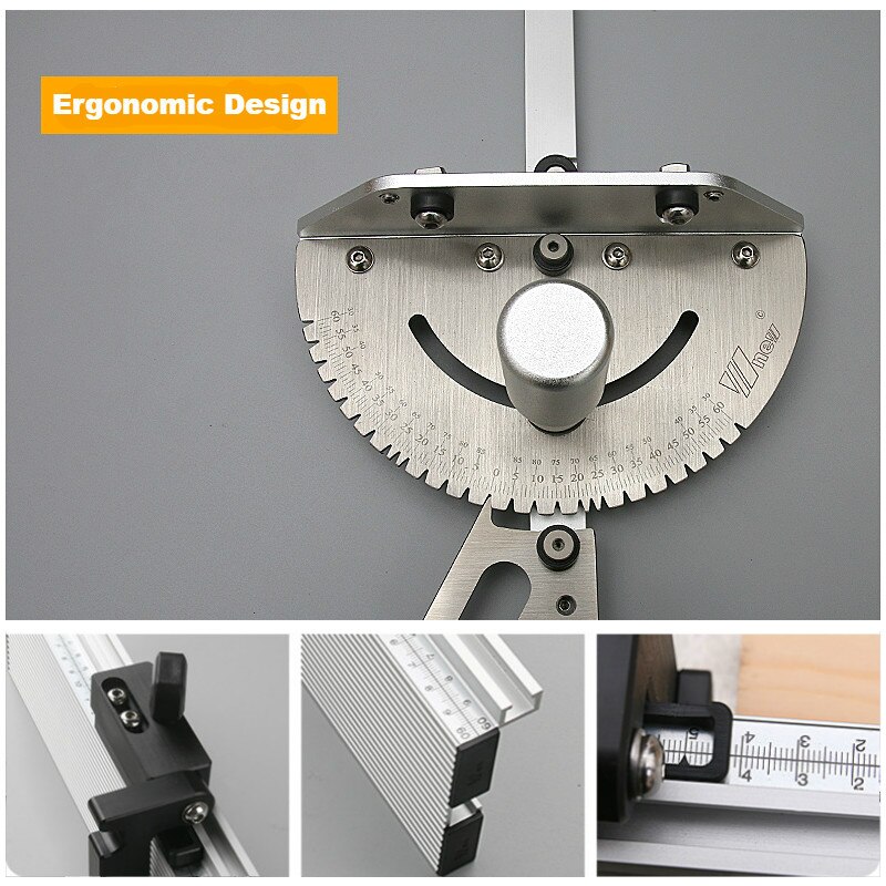Track Saw Miter Gauge with Aluminum Miter Fence and Stopper System with 60 Degree Angled Ends for A Repetitive Cut Flip Stop