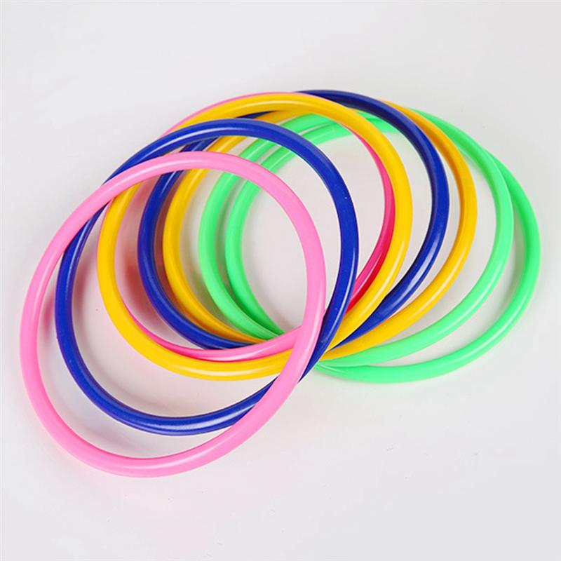 12pcs Plastic Toss Rings Kids Ring Toss Game for Carnival Garden Backyard Outdoor Games (Random Color) 8cm