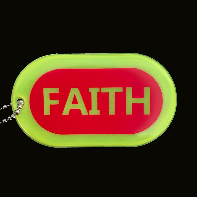 Reflektierende GLAUBE HOFFNUNG LIEBE anhänger charme tasche Christian kreative schlüsselring Für nacht fuß verkehr sicher: yellow faith