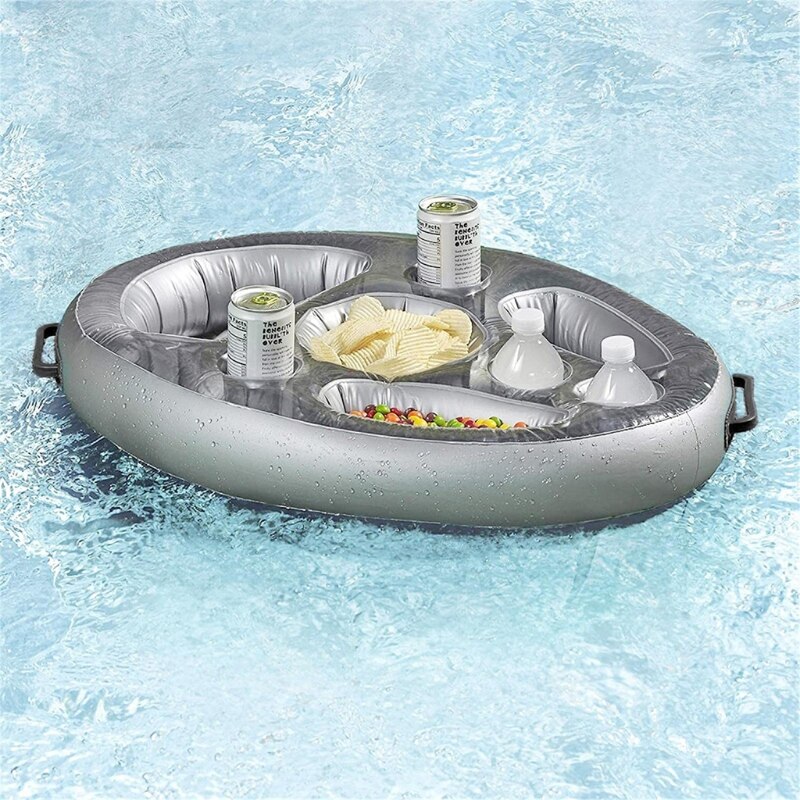 Inflatable Floating Drink Holder with 8 Holes Large Capacity &amp; Transparent Material,Accessories for Pools &amp; Tub