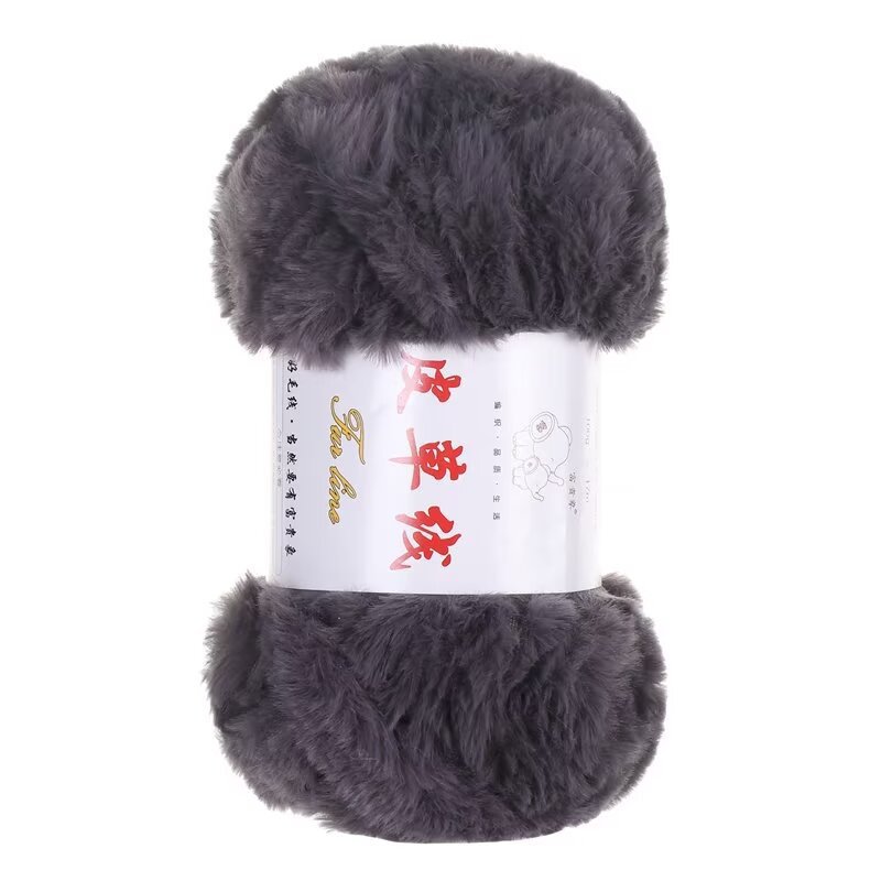 1Pc 100g Super Chunky Bont Garen voor hand breien pluizig zacht warm Gehaakte lijn om trui jas Sjaal Hoed lange pluche draden: GRIJS