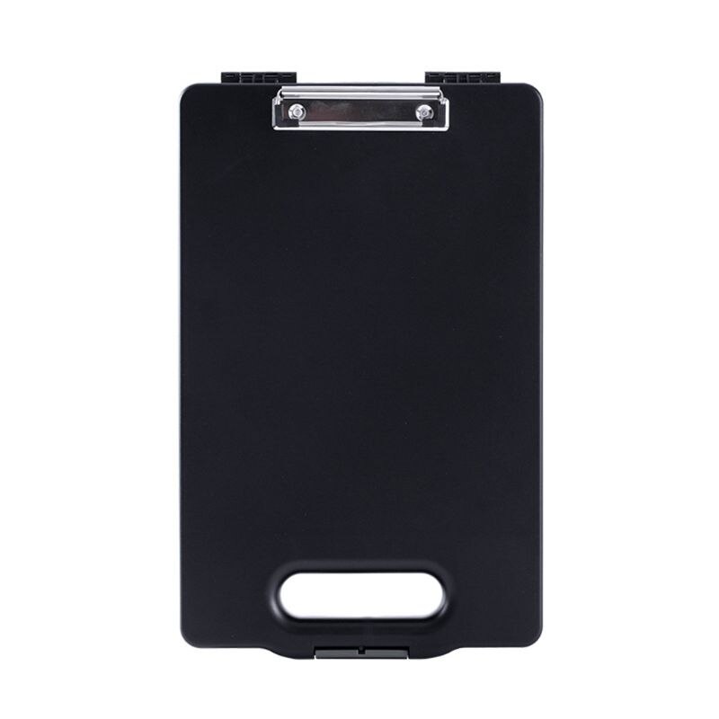 Multifunctional File Organizer Compartment Clipboard Box Case Folder Holder with Handle Office School Supplies: Black