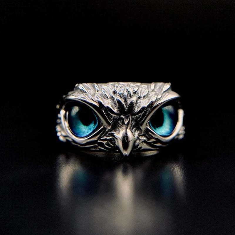 Echt 925 Sterling Zilveren Demon Eye Uil Ring Voor Vrouwen Meisje Liefhebbers Retro Dier Open Verstelbare Ring Verklaring Ring Sieraden