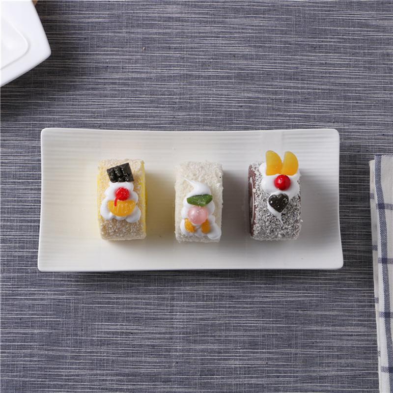 Rectangular Ceramic Loaf Pan for Steak and Sushi Western Food Dishes Bread Loaf Pan Steak Pan (10inch Striola, White)