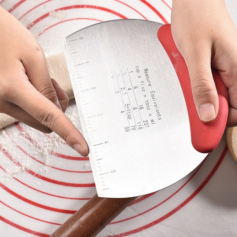 Edelstahl Teig Cutter mit Skala Gebäck Schaber Zerhacker Pizza Teiler Halbrunden Brot Separator Mehl Gebäck Kuchen Werkzeug