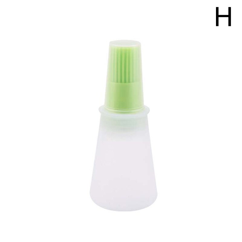 Dispensador de aceite de goma de silicona, cepillo para batir botellas, Flapjack, barbacoa, cocinar, hornear tortitas, Bar, parrilla, cepillo utensilios de cocina: H--with lid