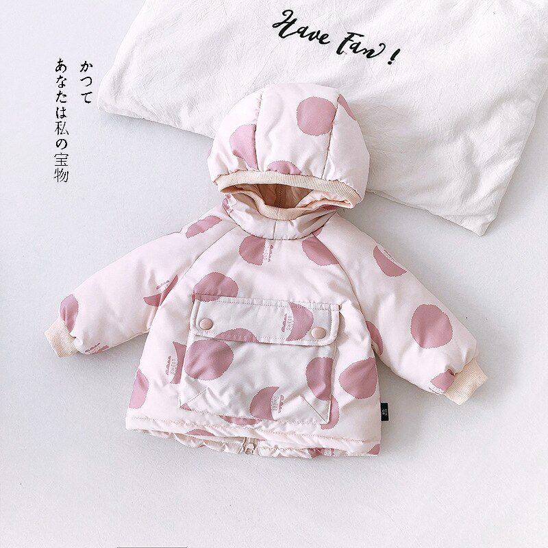 Winter Veer Mian Mian Han Editie Terug Rits Hooded Kleding Prive Katoen Gewatteerde Jas Verbindt Zich Tot 1209: Pink / 4T  110cm