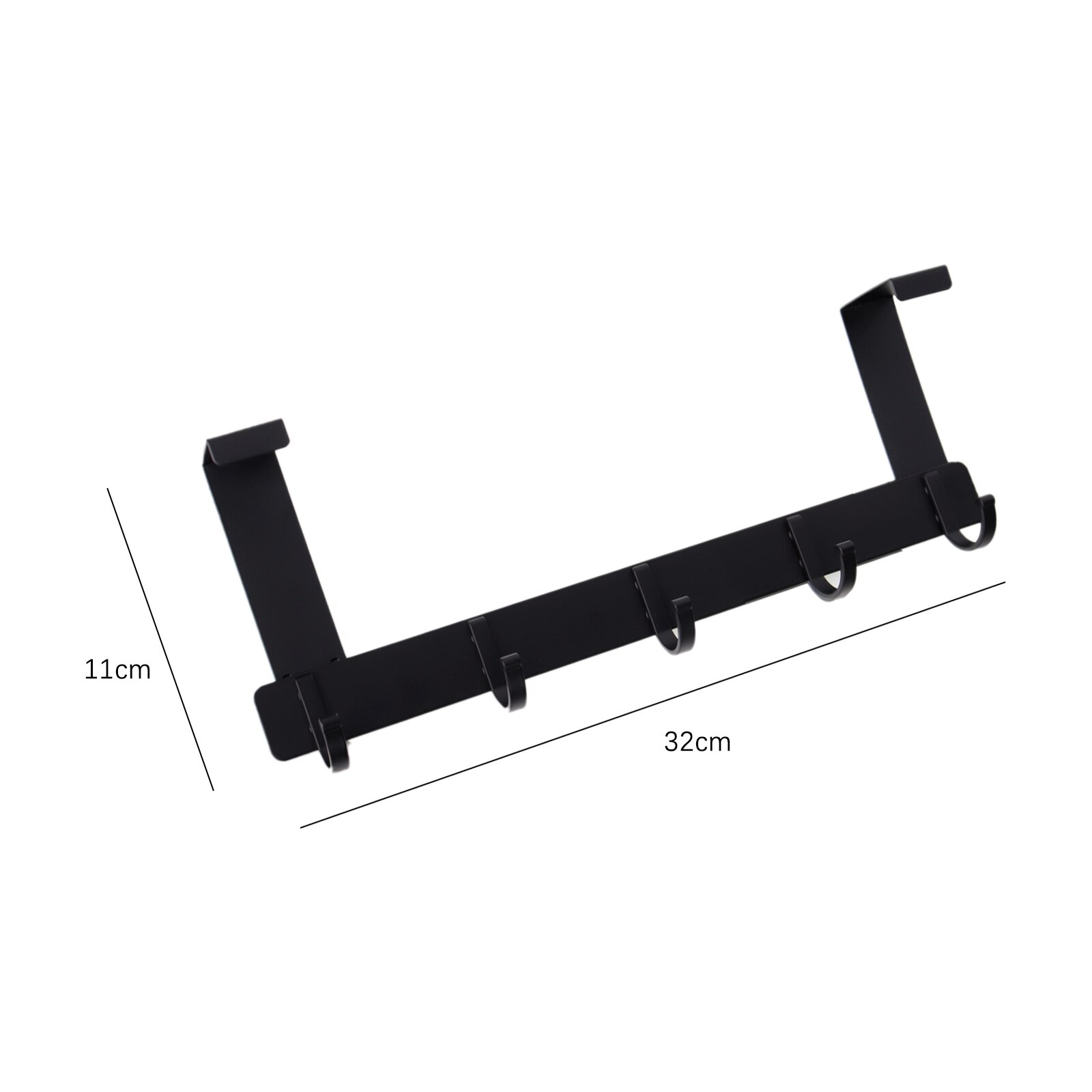 Crochet de porte arrière pour armoire de cuisine, espace porte arrière en Aluminium, support de rangement suspendu, outils d&#39;organisation d&#39;épicerie: Black 5 Hooks