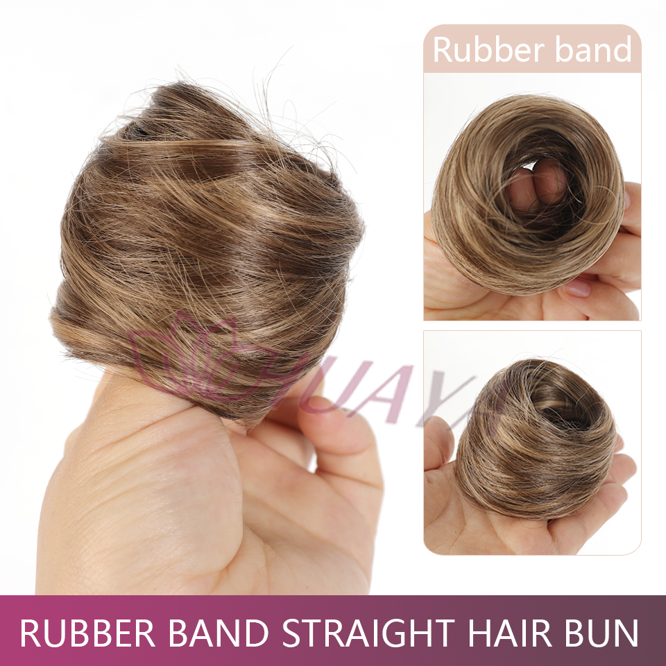 Moño desordenado, extensión de moño recto, Mini banda de goma, moño para el pelo, peluca de Donut sintética, accesorio, moño Updo: NC/4HL