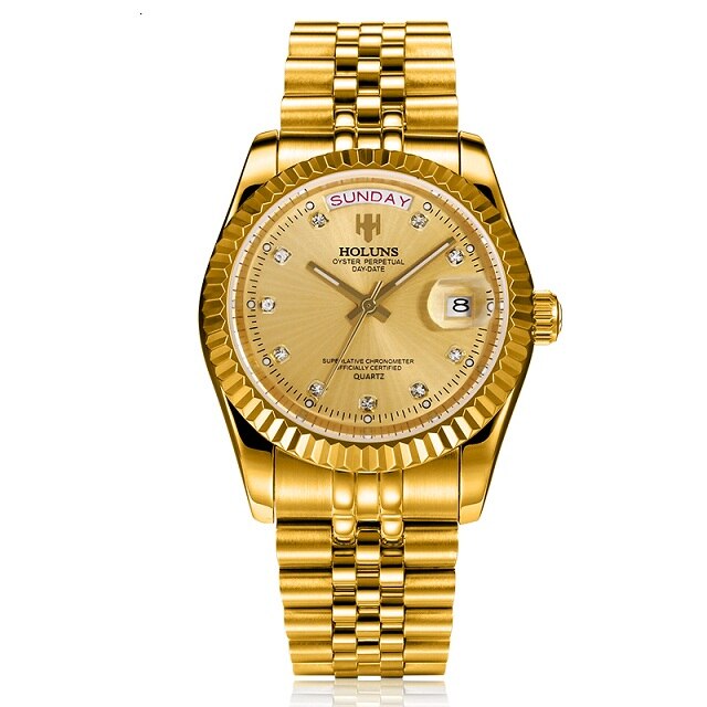 Holuns Women Watches Ladies Watch Top Brand Luxury Gold Role Classic Female Quartz Watch Diamond Waterproof Relogio Feminino: men-37mm-4