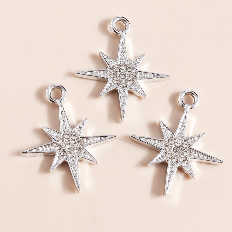 Dijes de estrella de cristal brillante para pendientes, accesorios para hacer pulseras, colgantes, collares, llaveros, fabricación de joyas Diy, 10 piezas, 27X20mm