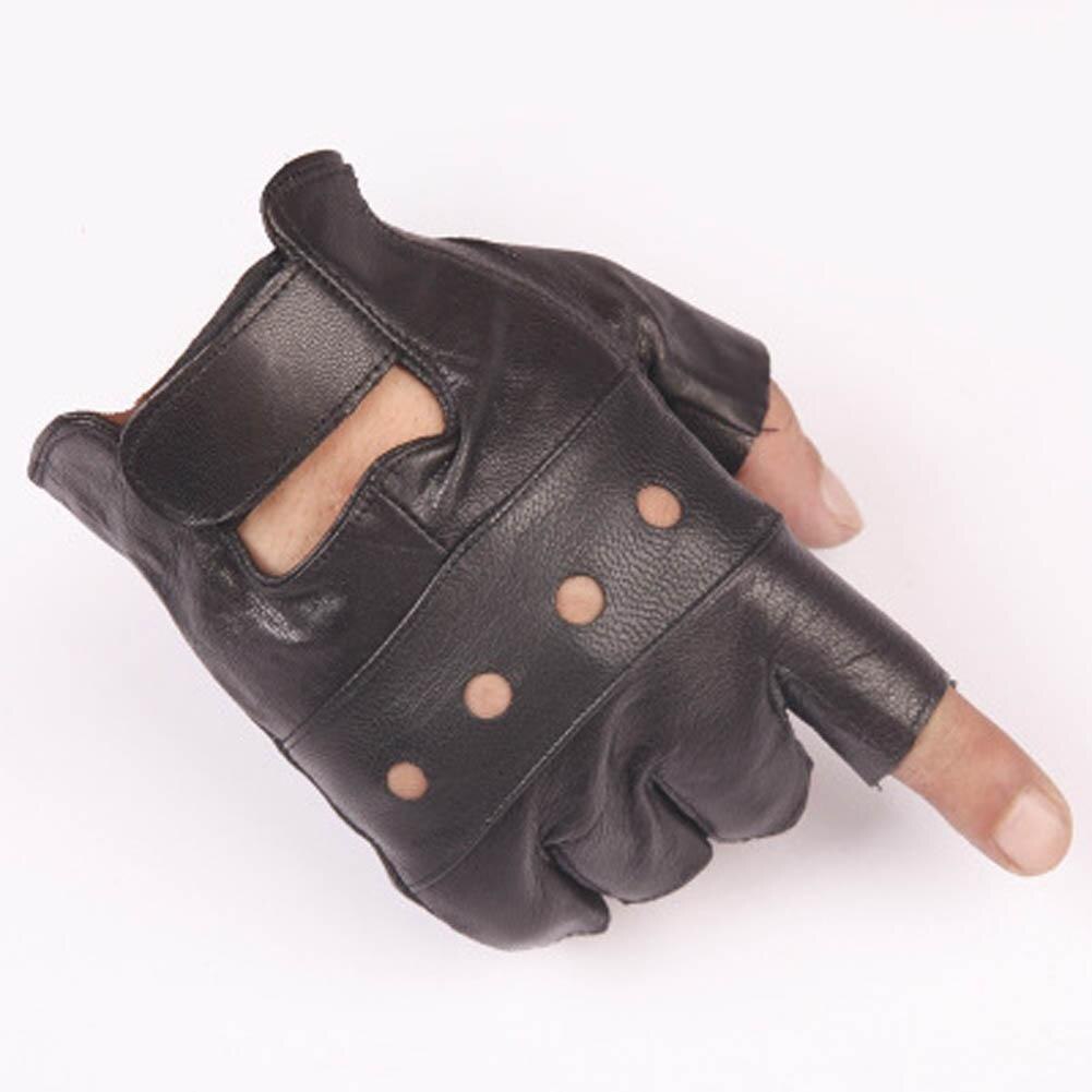1 Paar Jongen Handschoenen Cool Hollow Pu Leather Biker Rijden Handschoenen Voor Mannen Zwart Half Vinger Handschoenen Vingerloze Handschoenen guantes