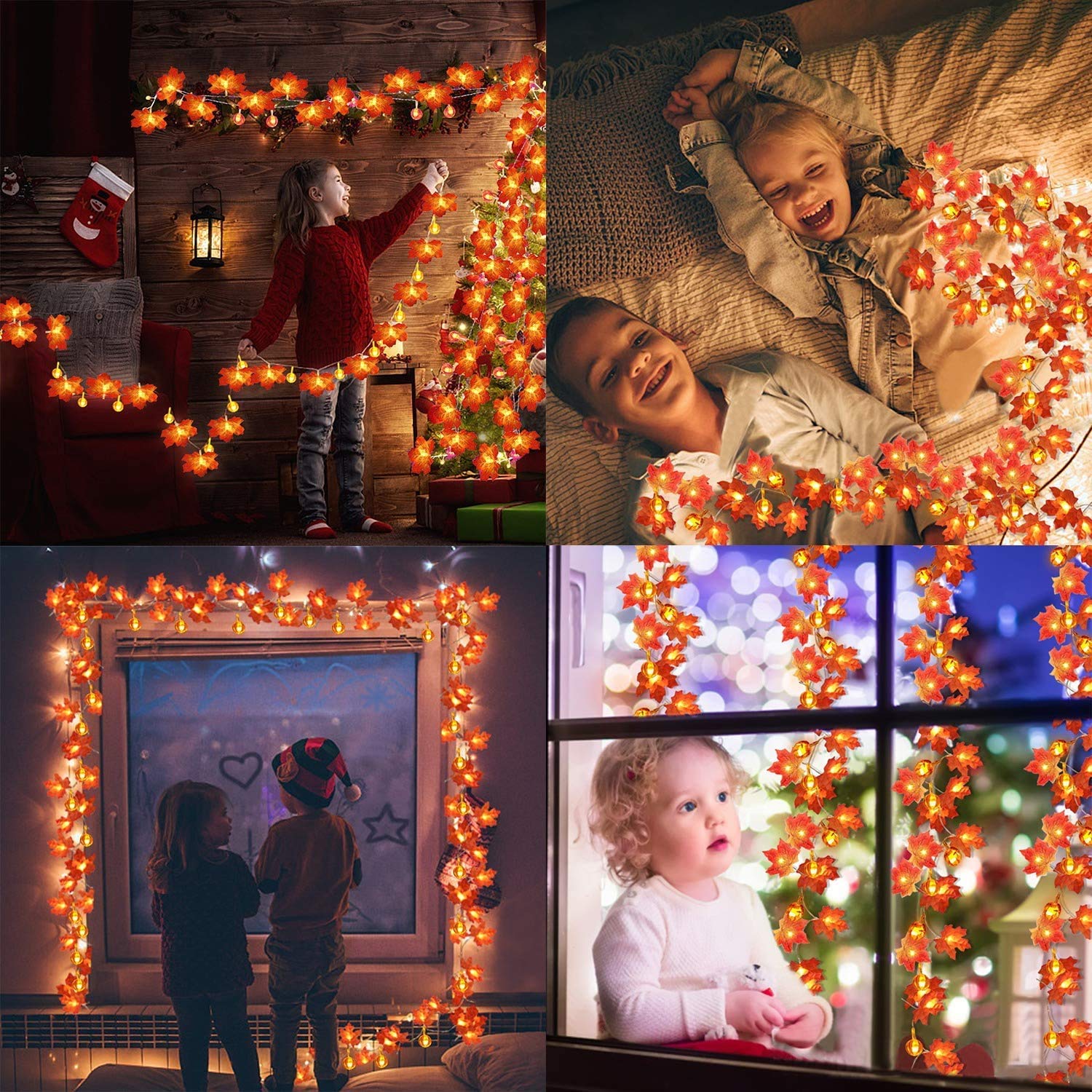 Kunstmatige Herfst Esdoorn Bladeren Pompoen Guirlande Led Kerstverlichting Voor Kerst Decoratie Thanksgiving Party Diy Halloween Decor
