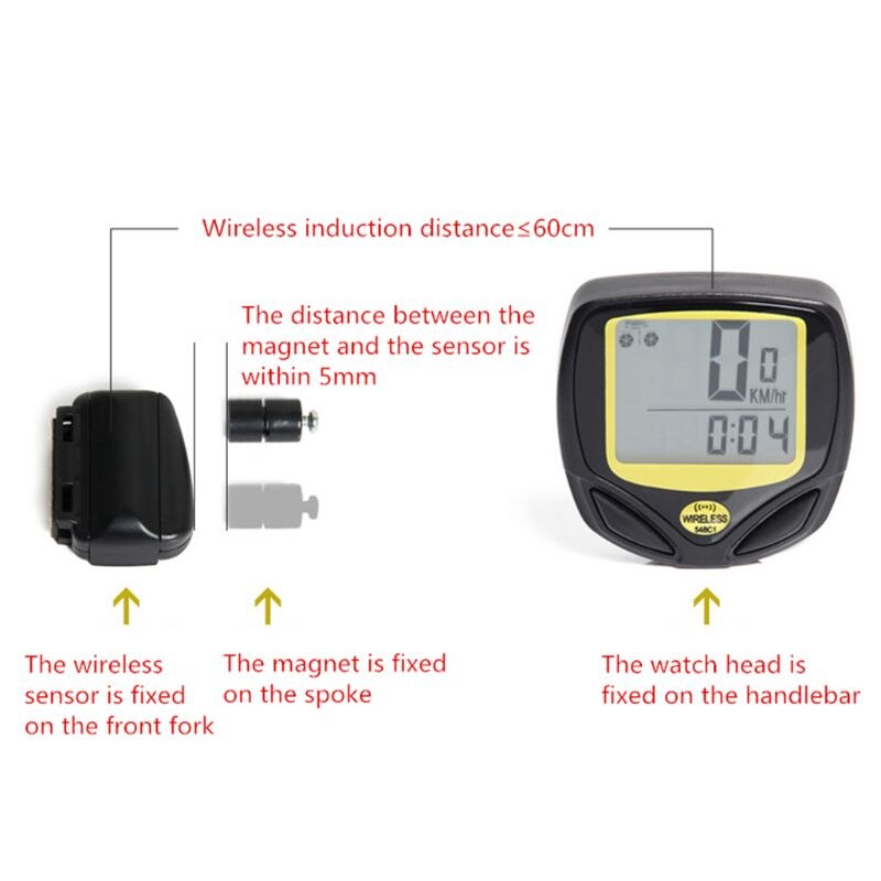 Bicycle Wireless Digital Speedometer Outdoor Bike Cycling Odometer Speed Counter 875D