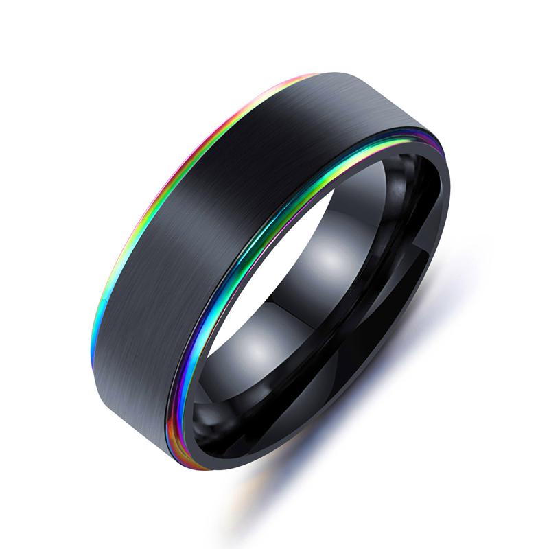 Mens Womens Rainbow Kleurrijke Lgbt Ring Rvs Wedding Band Lebian & Gay Ringen: 9 / Rainbow