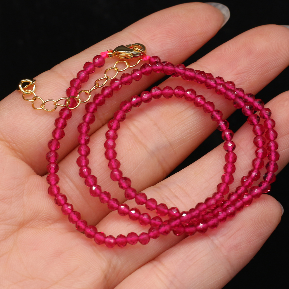 Collar de espinela natural para hombres y mujeres, collar de cuentas de piedra pequeñas de 3mm, accesorios de joyería, el mejor , longitud 38 + 5cm,: Oro oscuro