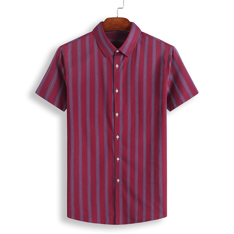 men plus size shirt short sleeve 6XL 7XL 8XL Men business srtipe Shirt Loose Short Sleeve casual shirts Cotton Mens