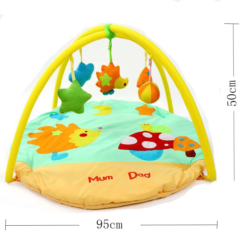 Cartoon Baby ​Activity Gym 0-12M Play Mat Gym Fitness Rack Kids Rug Animals Pad Toys Crawling Cotton Carpet Game with Rattles: beetle