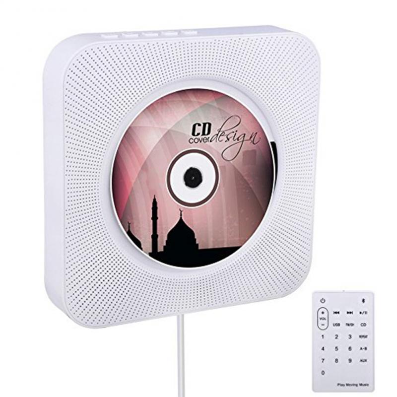 Wall Mountable CD Player USB Bluetooth Home Audio Boombox CD Music Player with Remote Control Built-in HiFi Speakers FM Radio: 02 white