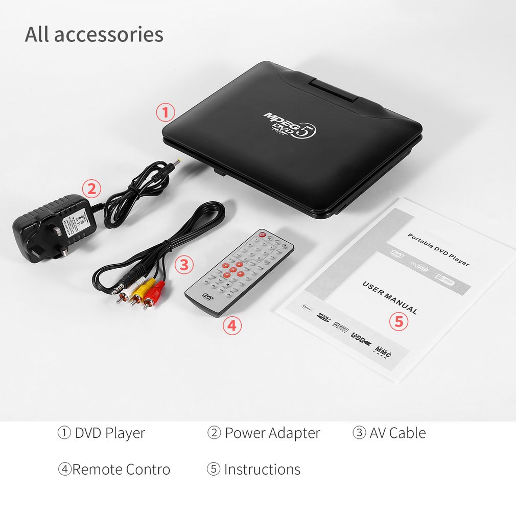 Portable DVD Player with LCD Screen Fully Compatible with MPEG4/DIVX /MP3 /DVD /VCD /CD Connection to TV