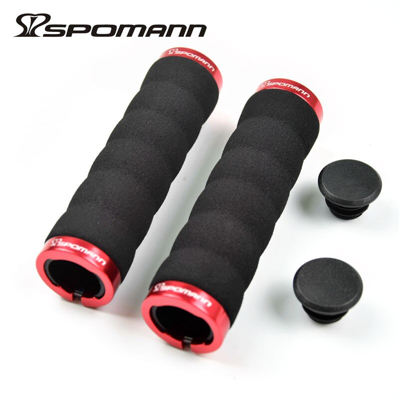 SPOMANN Soft Sponge Cycling Handlebar Grips MTB Road bicycle Alloy Integrated Lockable Grip Manopla Bike Bicicleta Parts 100g