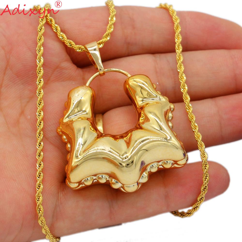 Adixyn Rose Gold Pendant Necklace Earrings Set Jewelry African Middle east Nigeria Women Party Birthday N10164