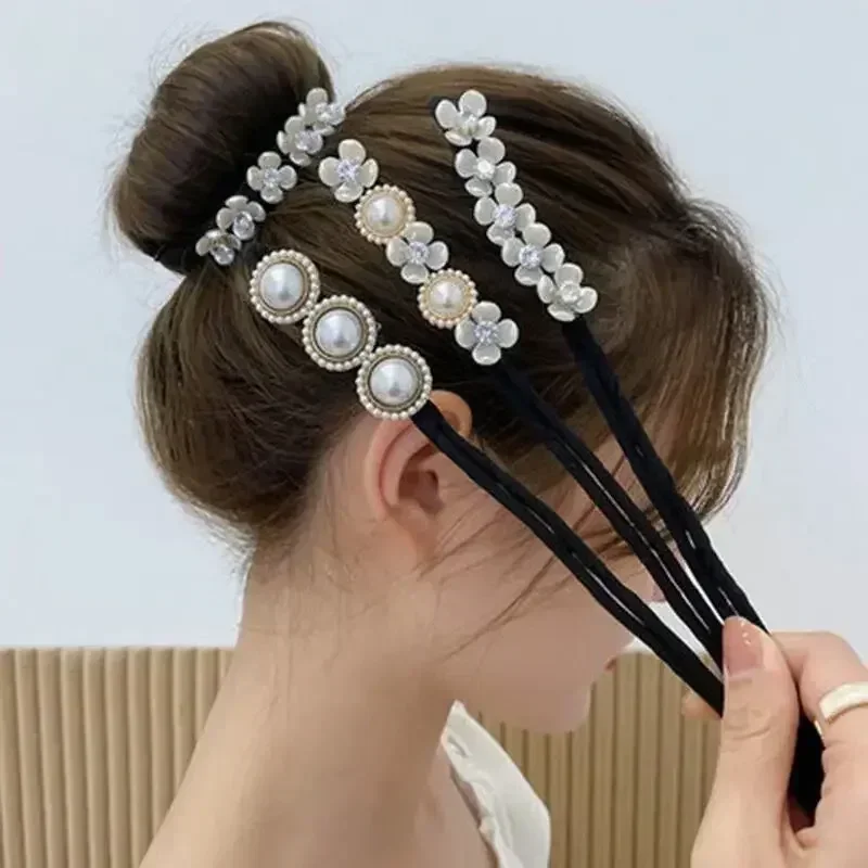 Bigoudi coréen pour femmes, accessoires de coiffure, épingle à cheveux perle fleur élégante, chignon, outils de tressage de Hairgrip