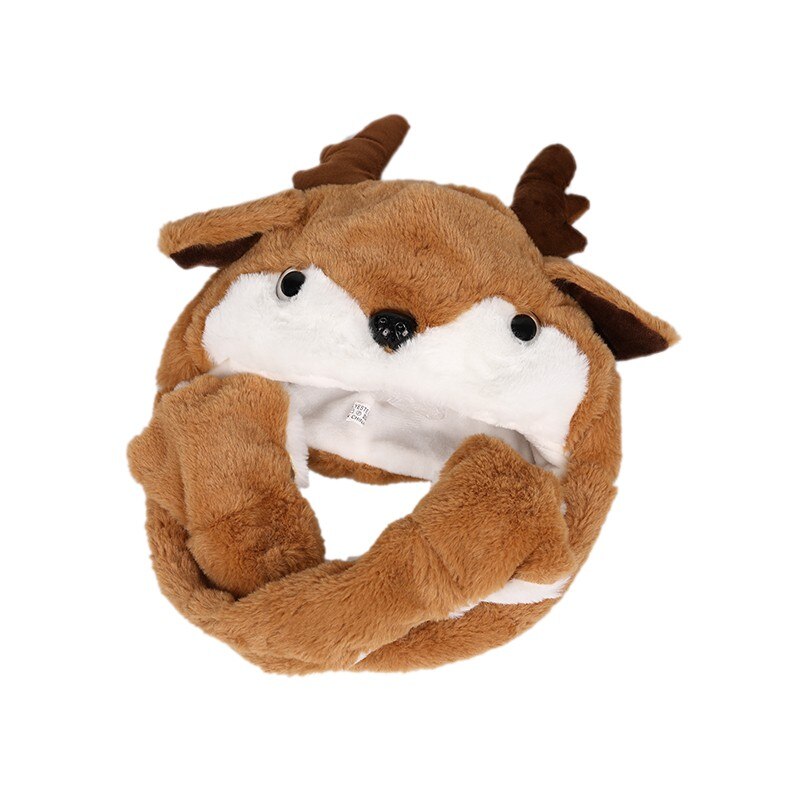 Herfst Winter Kids Jongens Meisjes Muts Schattige Oor Kan Bewegen Cartoon Kerst Elanden Oor Gloeiende Comfortabele Interessante Harige Speelgoed