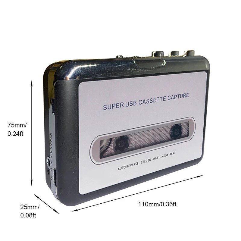 Cassette Player USB Cassette Capture Radio Player Tape to MP3 Converter USB Capture Audio Music Player Tape Cassette Recorder