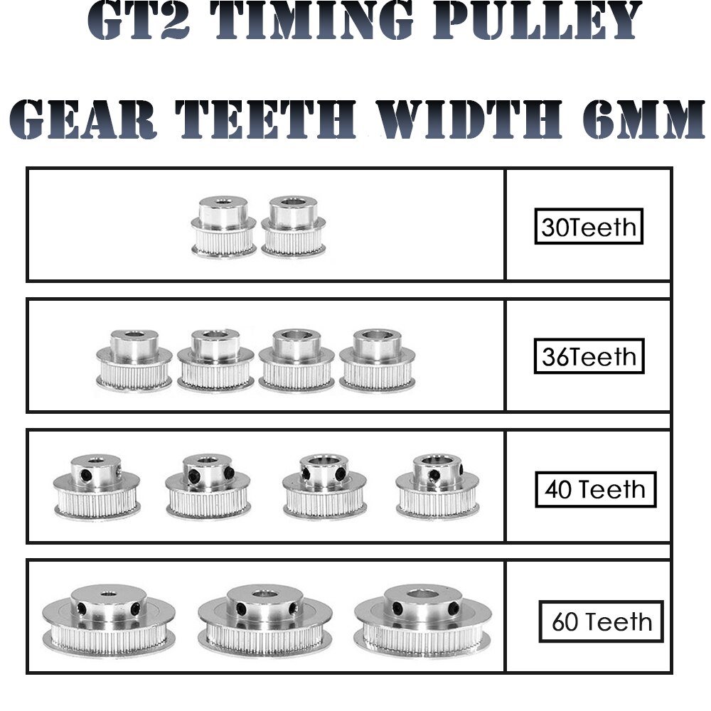 1 sztuk nowy GT2 koło rozrządu 30 36 40 60 zębów koła otwór 5mm 8mm aluminium biegów zęby szerokość 6mm dla Reprap 3D części do drukarek