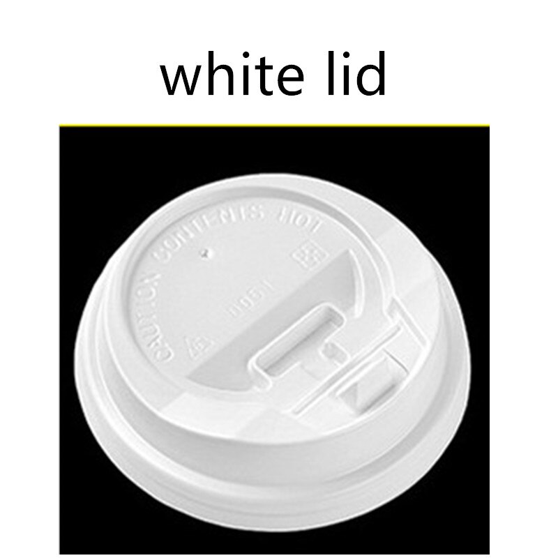 50pcs Net red thick disposable coffee cup drink milk tea paper cups takeaway packaging wtih lid stamping cup holder: white lid