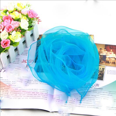 Sparsil Vrouwen Zomer Lente Transparante Vierkante Sjaal Effen Kleur Hoofd Dragen Dunne Chiffon Sjaals Mode Organza Wraps70cm * 70Cm: Lake Blue