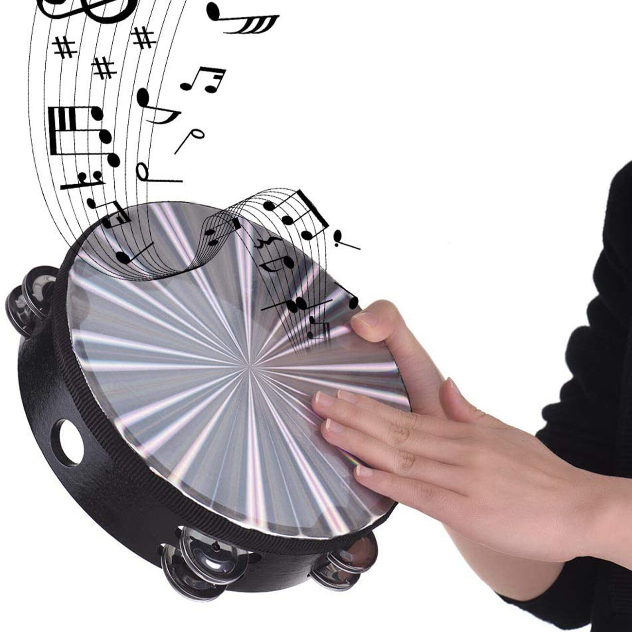 Drewniany promienny tamburyn dzwonek ręczny bęben ręczny odblaskowy instrument perkusyjny zabawka tańcząca śpiewająca akompaniament