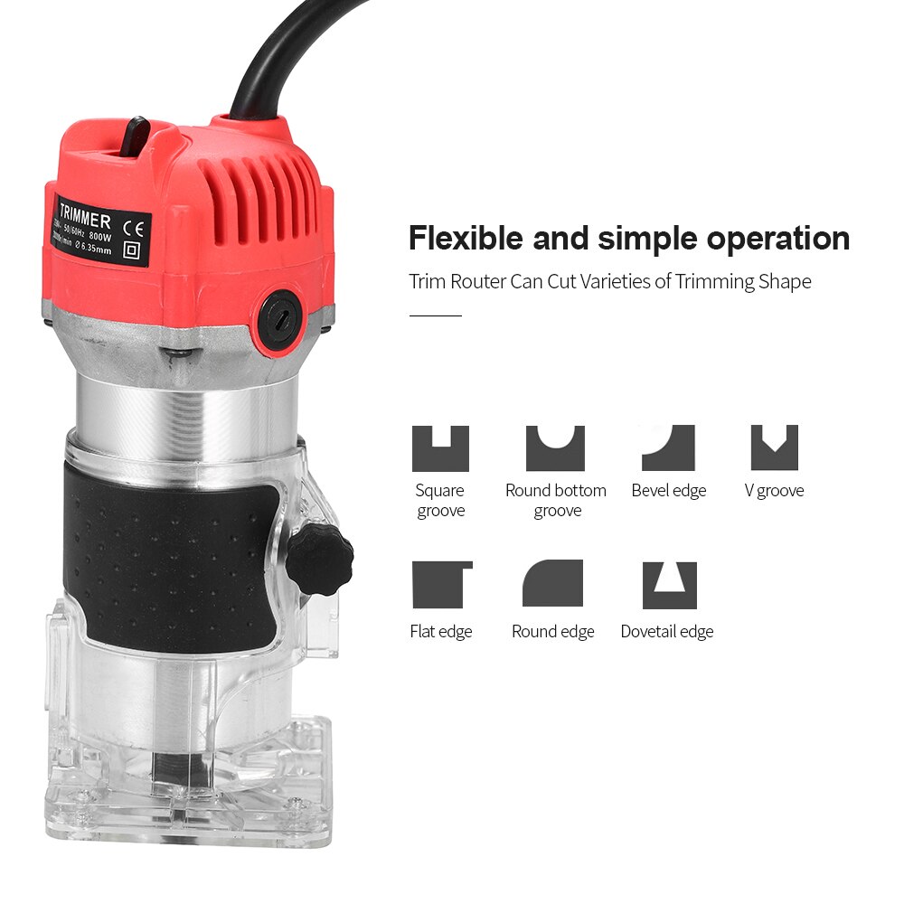 800W Milling Machine Woodworking Electric Trimmer Wood Milling Engraving Slotting Trimming Machine Carving Machine Router Wood