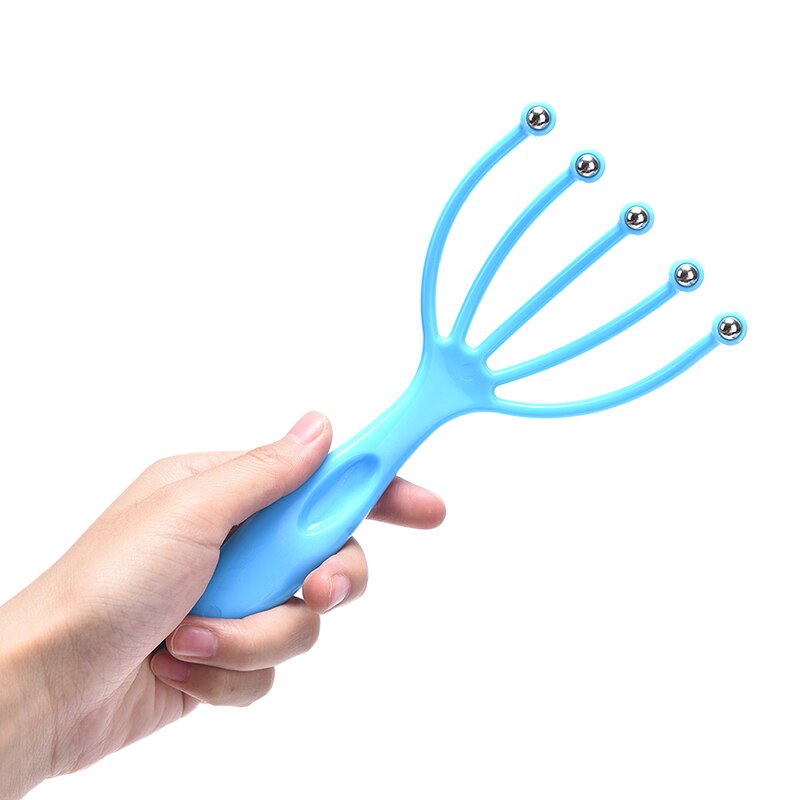 1 pz massaggiatore testa a cinque dita testa a sfera in acciaio massaggio rilassamento massaggiatore capelli tenuto SPA cuoio capelluto collo antistress ridurre lo Stress