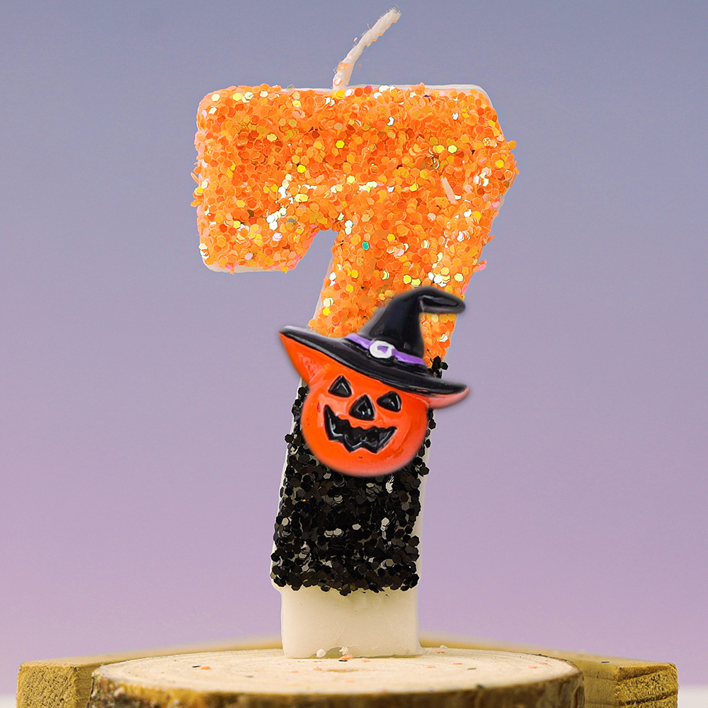 Świece urodzinowe na Halloween Jesienne dekoracje na imprezę tematyczną Halloween Żółty kolor Brokatowa świeczka urodzinowa dla dzieci: żółty