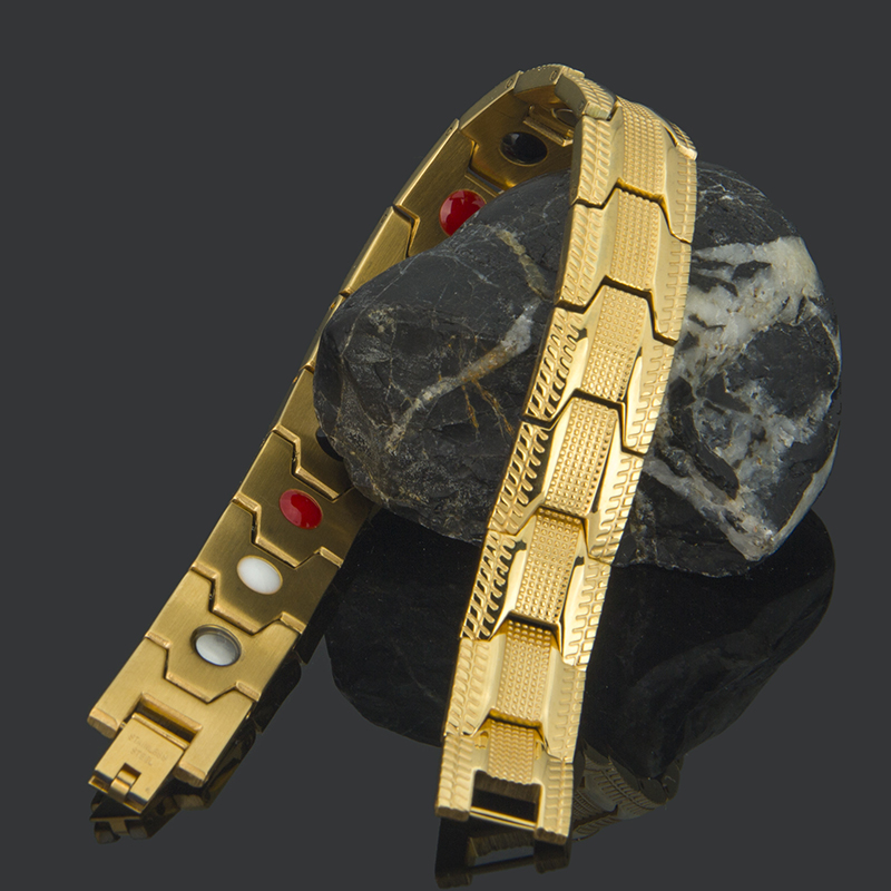 Luxuriöses #39 vergoldetes edelstahl-magnetarmband für herren 1 4 in starken magneten, verstellbar