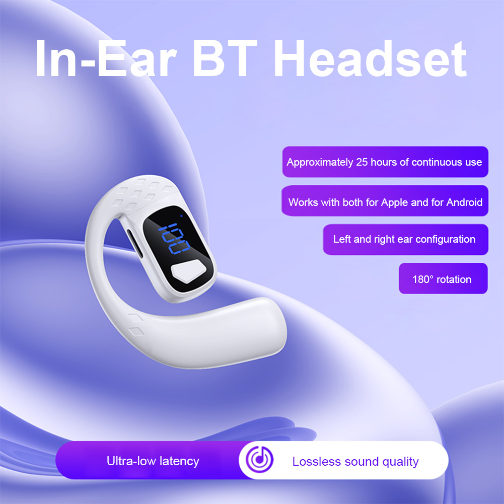 Wireless Headphones Bluetooth-Compatible Earpiece Ear Hook Sports Headphone Noise Canceling HiFi Stereo Earbud for IPhone/Huawei