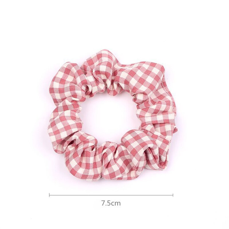 Primavera otoño malla a cuadros Anillo para el pelo del intestino grueso mujeres niñas Scrunchies telas accesorios para el cabello