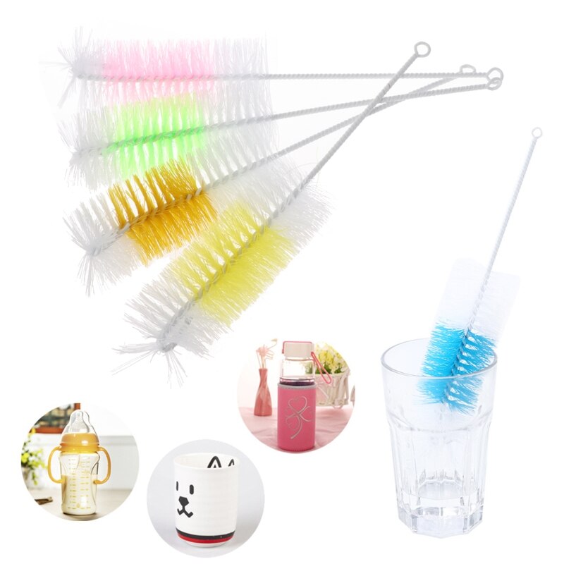 2Pcs Baby Nipple Bottle Brush 360 Degree Cleaner 30cm Nylon Cleaning Brushes U50F