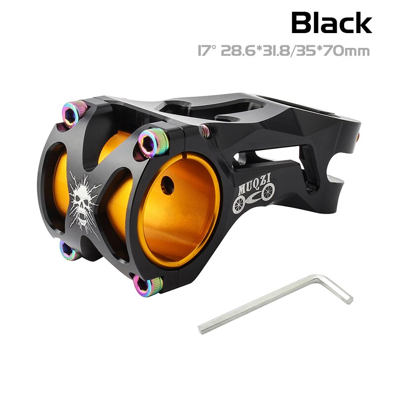 31.8/35mm mtb stuurpen 70mm lengtes cnc legering racefiets stuurpen fietsonderdelen accessoire 17 graden downhill mountainbike stuurpen: Zwart