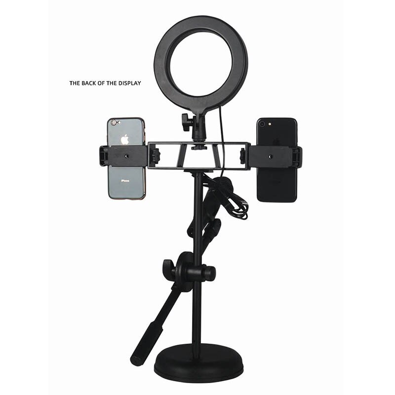 Mobilephone Selfie Boardcasting Ring Licht Usb Ring Lamp Multifunctionele Stand Fotografie Beauty Make Desktop Microfoon Houder