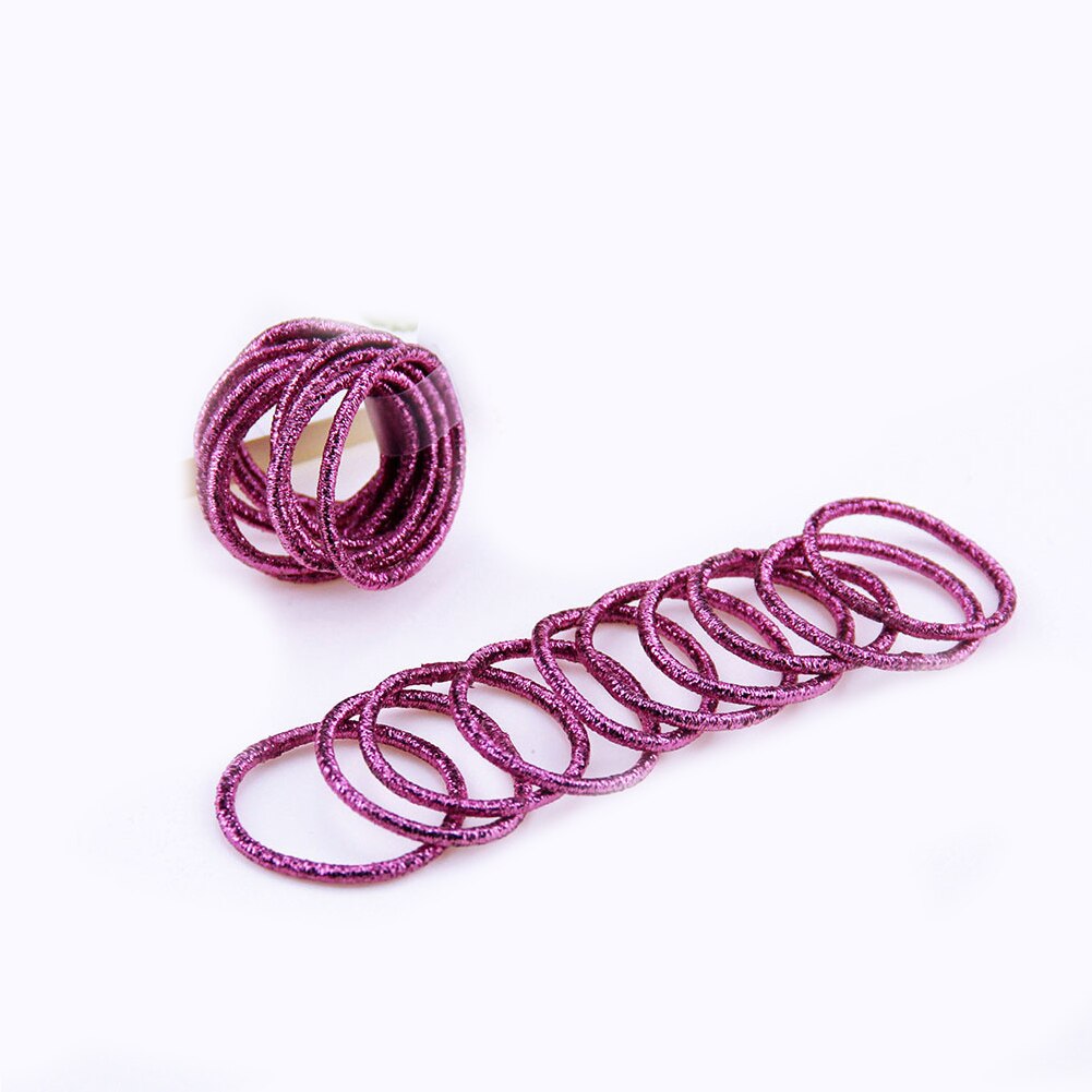 10Pc Glitter Shining Kids Chouchou Kleurrijke Elastische Haarbanden Zoete Leuke Paardenstaart Houder Voor Meisjes Accessoires Haar Ringen: deep pink