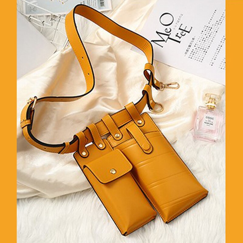 Women Waist Bag Leather Waist Belt Bag Crossbody Chest Bags Girl Fanny Pack Small Phone Pack Shoulder Strap Packs