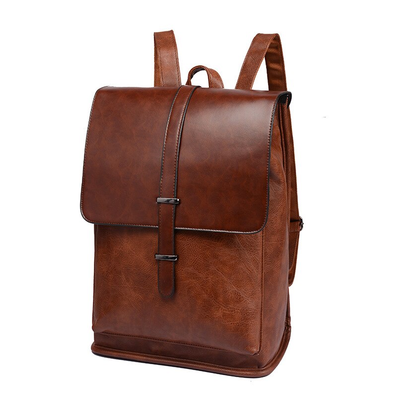 leisure men's Backpack Travel PU leather backpack college student schoolbag computer bag